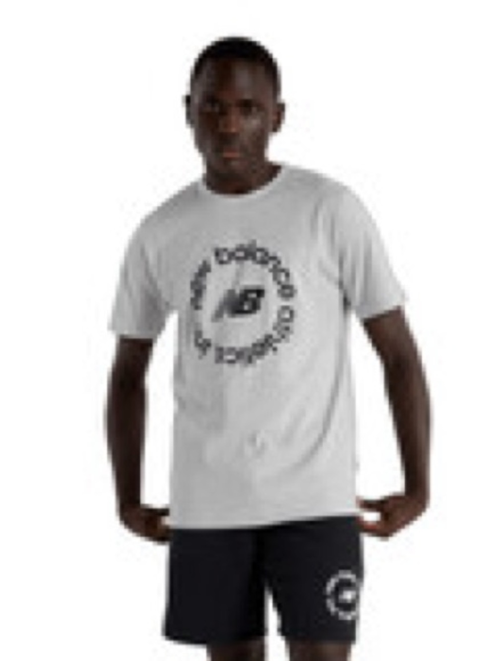 New Balance Men’s Light Gray Short-Sleeve Logo Tee - Picture 2 of 7